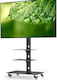 Bontec Suport TV cu Rotile 30-70 Inch pentru Ecrane Plasma LCD LED până la 40 kg 6 Ajustări de Înălțime Rafturi din Sticlă Temperată pe 3 Niveluri Max VESA 600 x 400 mm