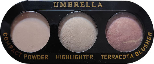 Umbrella Set 3în1 Pudră Compactă Iluminator Terracotta 02 Nisip 02 Nisip 02 Nisip