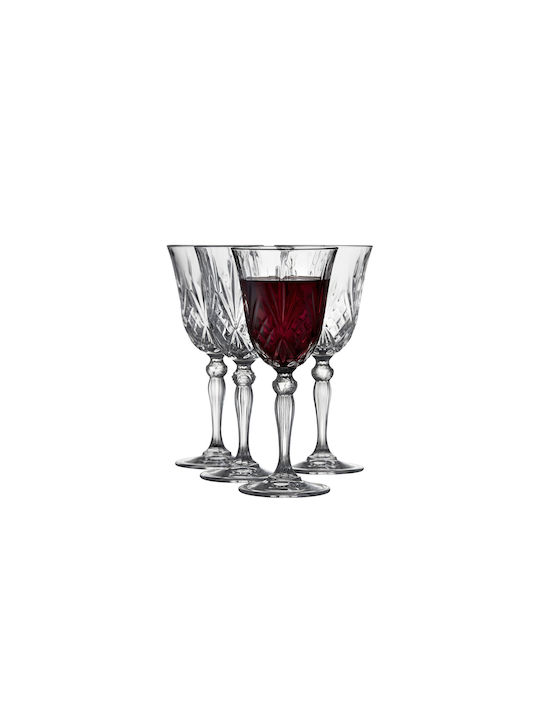 Lyngby Set of Glasses for White and Red Wine made of Crystal in Red Color Stemmed 4pcs