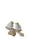 Polyester Branch Tulip White Gold Glitter 15x10x10.5cm