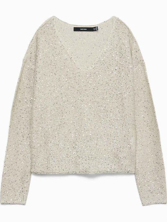 Vero Moda Damen Langarm Pullover mit V-Ausschni...