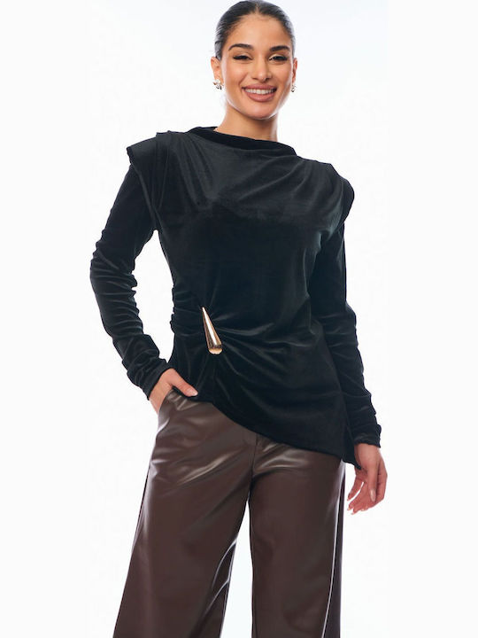 Women's Velvet Black Blouse
