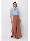 Women's Fabric Trousers with Elastic Black, Dark Orange