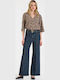 High Waist Women's Jean Trousers Flared Blue