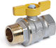 Valvă de Gaz Giacomini R734gax005 Cu Conector Tău Full Bore Galben Mâner T 1” Femeie Fir X 1” Bărbat Fir 5 Bar Nichelat din Alamă