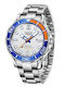 Herrenuhr 41 mm mit Batterie, Silberfarben