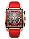 Lige Men's Watch 40mm Battery with Red Rubber Strap