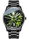 Olevs Men's Watch 20mm Battery with Black Metal Bracelet