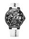 Ceas Dama 43mm Baterie Cu Curea Din Cauciuc Alb/Negru