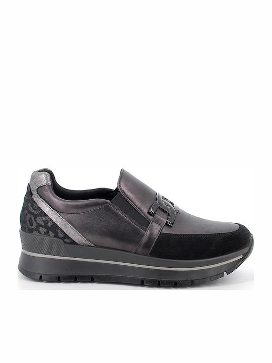 Leder Damen Loafers Steel