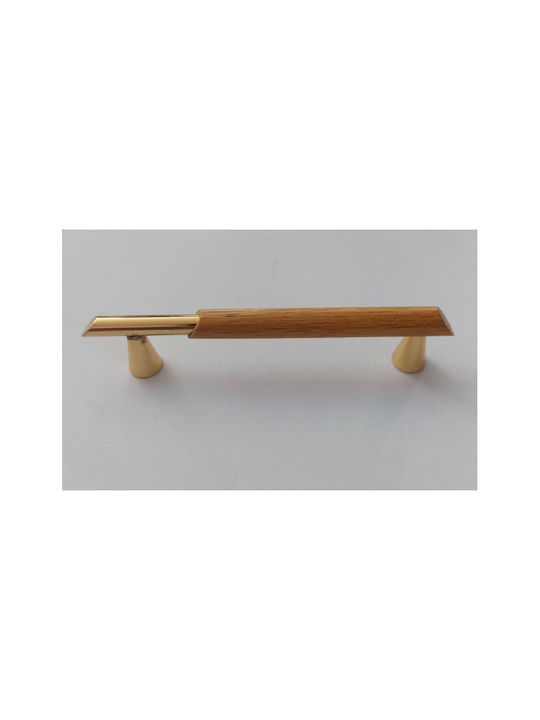 Möbelgriff aus Metallisch Gold Holz mit Lochabstände 96mm 019612