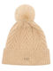 Pom Pom Beanie Frauen Beanie Gestrickt in Beige Farbe
