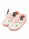 Closed Women's Slippers with Fur Pink