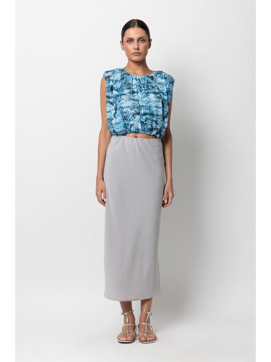Satin Midi Skirt Black, Grey