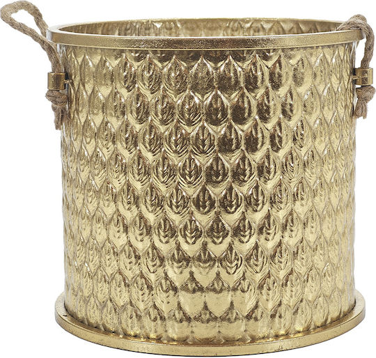 Dekorative Körbe Rund Goldene Farbige Reliefmuster mit Griffen 28,5cm 28,5x28,5x26cm Einfarbig Gtr