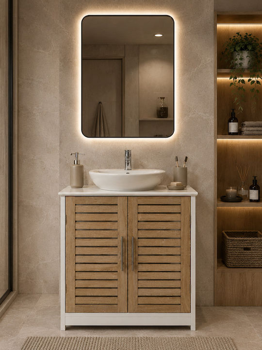 MRShome Επιδαπέδια Ραφιέρα Μπάνιου Ξύλινη 60x30x70cm Λευκή