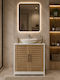 MRShome Επιδαπέδια Ραφιέρα Μπάνιου Ξύλινη 60x30x70cm Λευκή