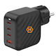 Hammer Charger Without Cable GaN with USB-A Port and 3 USB-C Ports 100W Power Delivery Blacks (RapidCharge Duo)
