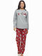 Galaxy Winter Women's Pyjama Set Grey Melange "love