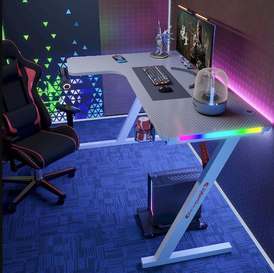 Corner Gaming Desk with LED & USB ports 100x74cm Black Corner Gaming Desk with LED & USB ports 100x74cm Black