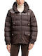 Women's Puffer Jacket for Winter with Hood Brown