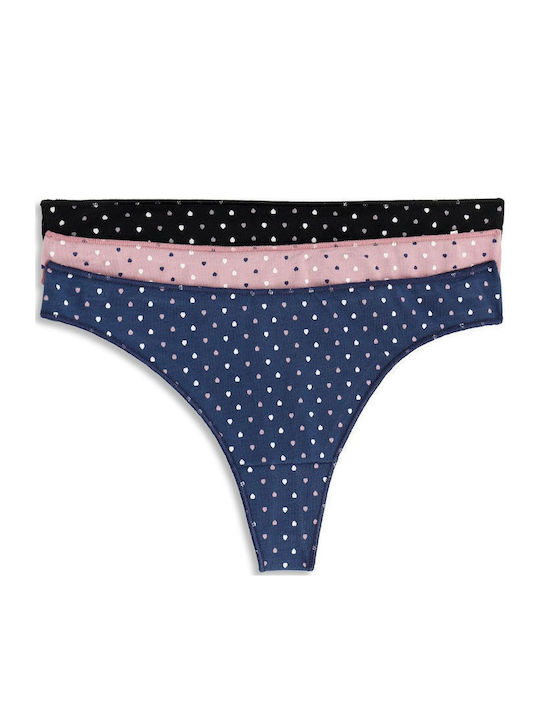 Cotonella Γυναικεία String 3Pack χωρίς Ραφές Πο...