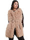 Women's Sleeveless Short Fur Taupe