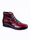 Leather Women's Ankle Boots Burgundy