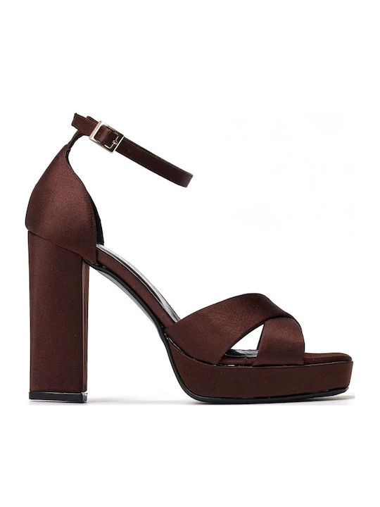 Beatris Stoff Sandalen Braun