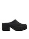 Suede Mules With Chunky High Heel In Black Colour