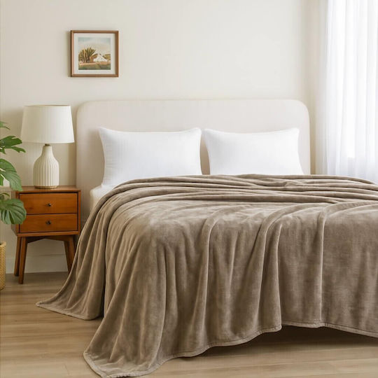 Next Velvet Blanket Double 220x240cm Beige