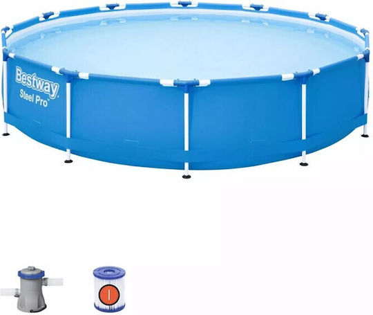 Bestway Steel Pro Runde Schwimmbecken PVC mit Metallic-Rahmen 366x76cm Blau