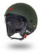 Helmo Puro Slider Matt Green Motorcycle Helmet Jet ECE 22.06 1000g with Sun Visor