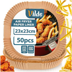 Vilde Αντικολλητικά Χαρτιά Air Fryer 23x23cm Τετράγωνα Σετ 50τμχ