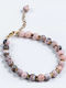 Handmade Pink Cuoro Bracelet Semi-Precious Jasper Stones