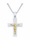 VTJ Men's Cross with the Crucified from Gold Plated Silver with Chain