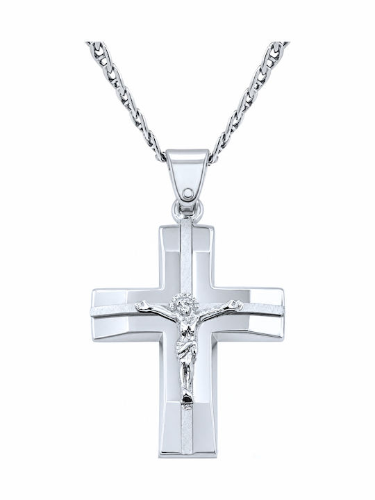 VTJ Crucifix Bărbat Din Argint Cu Lanț