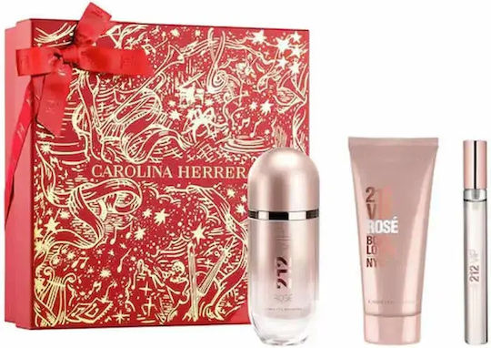 Carolina Herrera 212 Vip Rose Eau De Parfum Spray 80ml Set 3 Bucăți