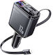Yesido Auto-Ladegerät 117W Schnellladung mit Anschlüssen: 1xUSB 1xType-C mit Kabel Typ-C,TC-TC Gray Farbe