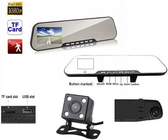 1080P Mirror Car DVR Set with Rear Camera, 4.3" Display with Clip
