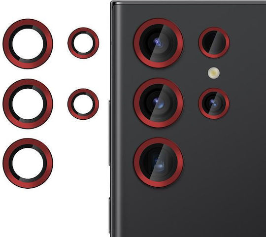 Kalebol Camera Protection Tempered Glass Red for the Samsung Galaxy S22 Ultra 5G