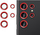 Kalebol Camera Protection Tempered Glass Red for the Samsung Galaxy S22 Ultra 5G