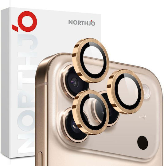 Northjo Протектор за камера Метална рамка Златист за iPhone 17 Pro, iPhone 17 Pro Max