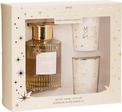 Set Home Fragrance Diffuser & 2 Christmas Candles Golden Amber