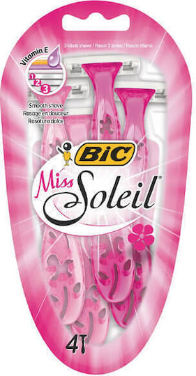 BIC Miss Soleil Ξυραφάκια Σώματος μιας Χρήσης με 3 Λεπίδες & Λιπαντική Ταινία 4τμχ