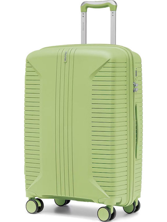 Puccini Berlin Μεσαία Βαλίτσα Ταξιδίου Σκληρή Light Green με 4 Ρόδες Ύψους 64εκ.