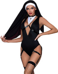 Std Nun Costume 7909 Σετ Καλόγριας Μαύρο 3τμχ