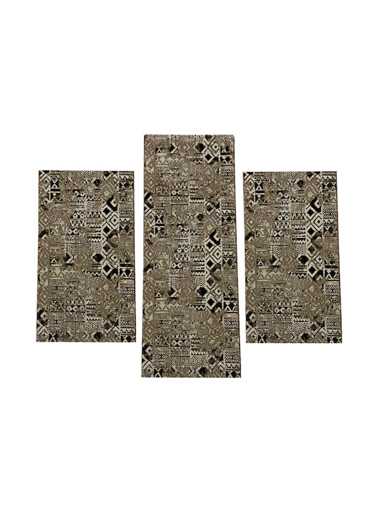 Modern Velvet Bedroom Rugs Set Brown 0178a Luna-0178-brown-set 3pcs