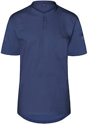 Tips Blouse Chef Microfiber Blue with Short Sleeve
