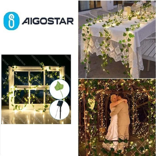 Aigostar Hanging Solar Light Garland with Warm White Light 2700K